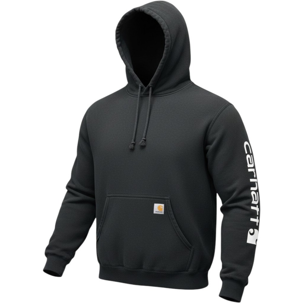 Carhartt Mens Midweight Logo Sleeve Hoodie Original Fit Black Medium K288